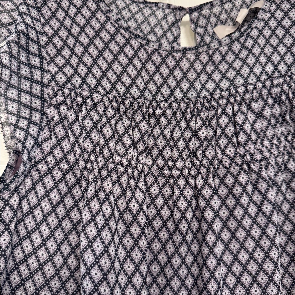 LOFT Black and White Patterned Blouse - Picture 3 of 4